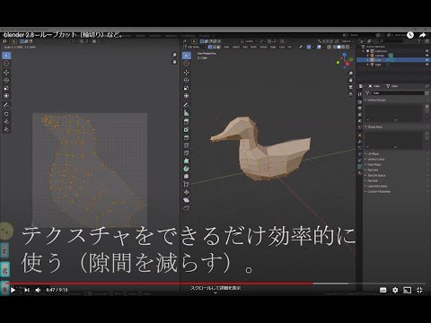 blender 2.8 -- ループカット（輪切り）、UV展開など。