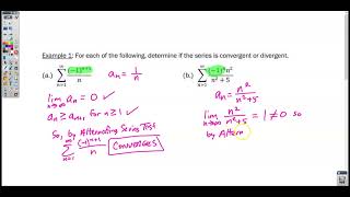 Section 10-7 Video 1- Alternating Series Test for Convergence