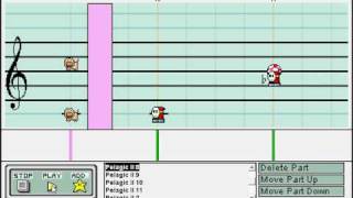 Perfect Dark - Pelagic II Stage Music in Mario Paint Composer
One of the best themes from my favorite shooter from the N64 days. This theme just oozed pure awesomeness, and it was always the music I used during multiplayer battles.
This composition was also a good lesson in ear training. The MIDI I had for this music was incorrect in several spots, especially the percussion, and I had to go back and correct several mistakes because of this. Im not sure I got it perfect either, but it sure is a hell of a lot closer than what I had to work with. The soundfont was also tricky to put together, since there were so many instruments and octaves involved with things. The end result, though, is worth it, I think. Perfect Dark - Pelagic II Stage Music in Mario Paint Composer
