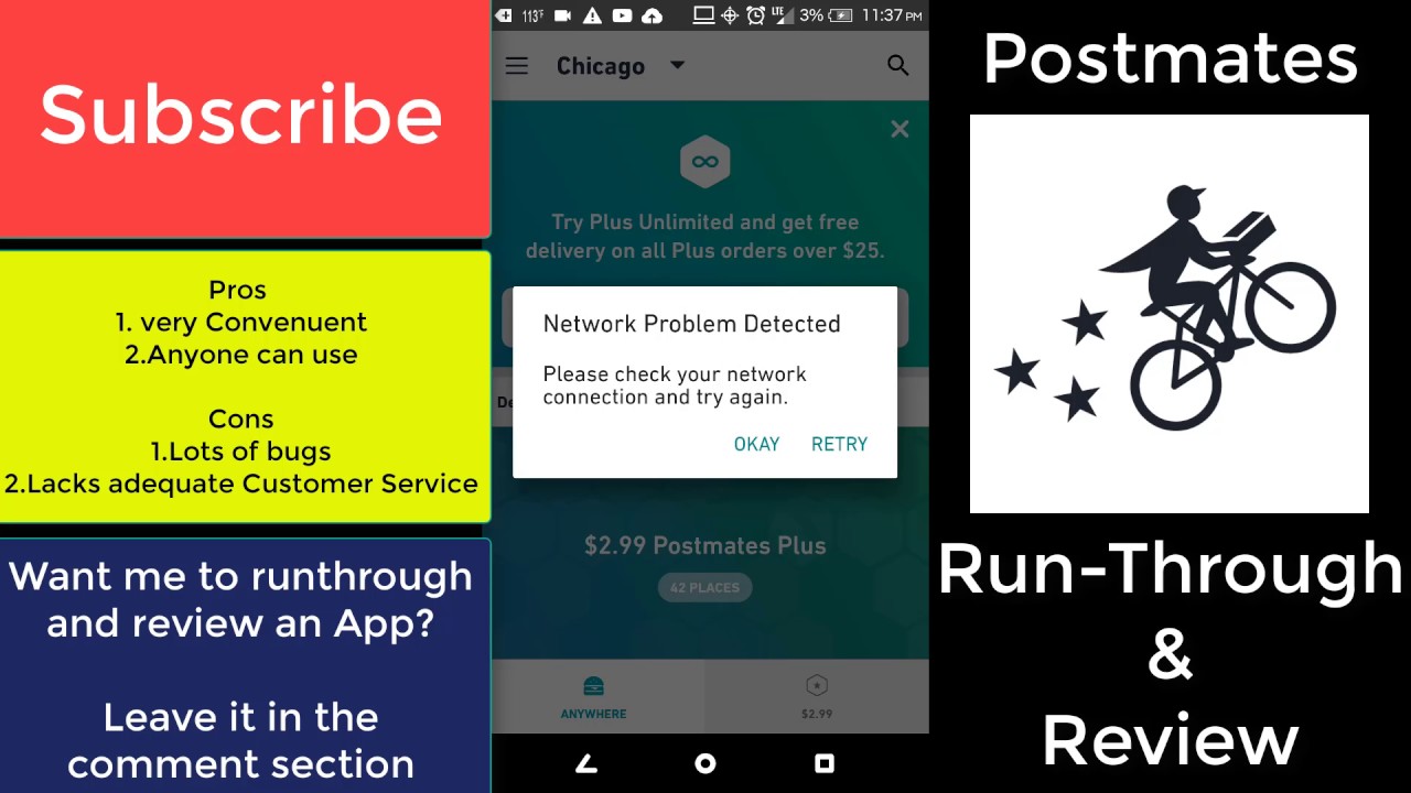 Postmates App Run-Through and Review