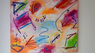 Acrylbild bunt, Handgemalte Wandbild auf Leinwand: "Colors of happiness" screenshot 3
