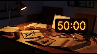 50 Minute Countdown Timer | Clean Silent Clock ⬛ Progress Bar