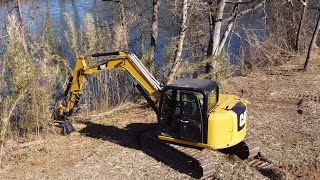 “THE GOAT” DESTROYS THE RIVERSIDE JUNGLE!!! PRINOTH FORESTRY MULCHER CAT 308 CAT 259