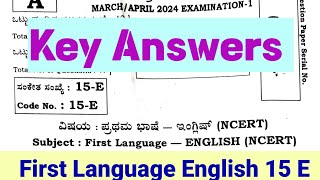 SSLC Key Answers First Language English NCERT 15 E SSLC Annual Exam 2024 Adarsha School