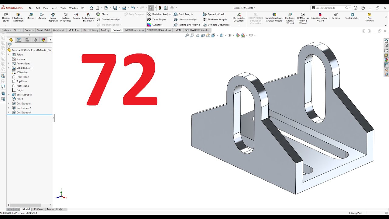 تمارين علي سوليدووركس 2024 || تمرين رقم 72- Solidworks Exercise 72 ...