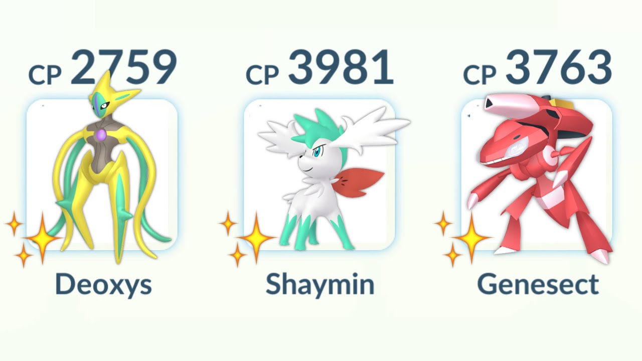 Using Triple ✨ Shiny Mythical (Deoxys, Shaymin,Genesect) Team in Pokemon GO.