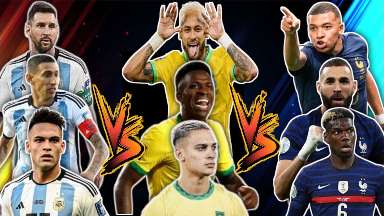 Argentina 🆚 Brazil 🆚 France Ultra Legends Comparison Video ll Messi Vs Neymar jr Vs Benzema Compare