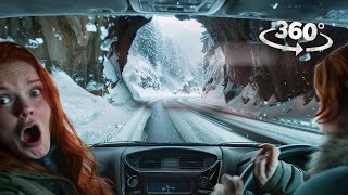 360° Snowboarding into Snow Avalanche and Dream of VR 360 Rollercoaster Video 4K Ultra HD