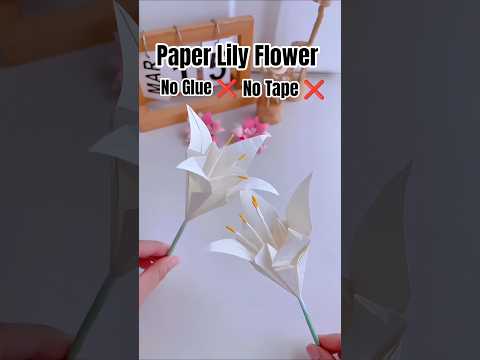 Paper Lily Flower | No Glue ❌ No Tape #diy #craft #handmade #papercraft #origami #viral