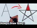 How to turn letter a into star   how to draw star  with a  drawing easy