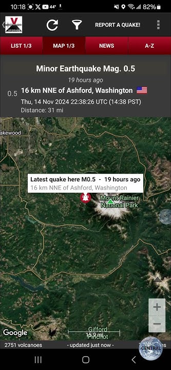 Largest earthquake mt rainier