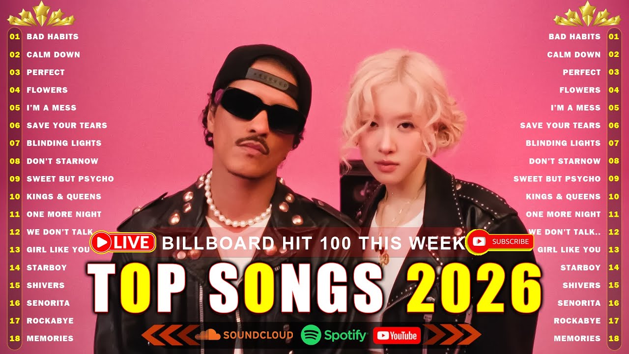 Bruno Mars, Adele, Ed Sheeran, Maroon 5, Dua Lipa, Rihanna, The Weeknd 💥 Billboard Top 50 This Week