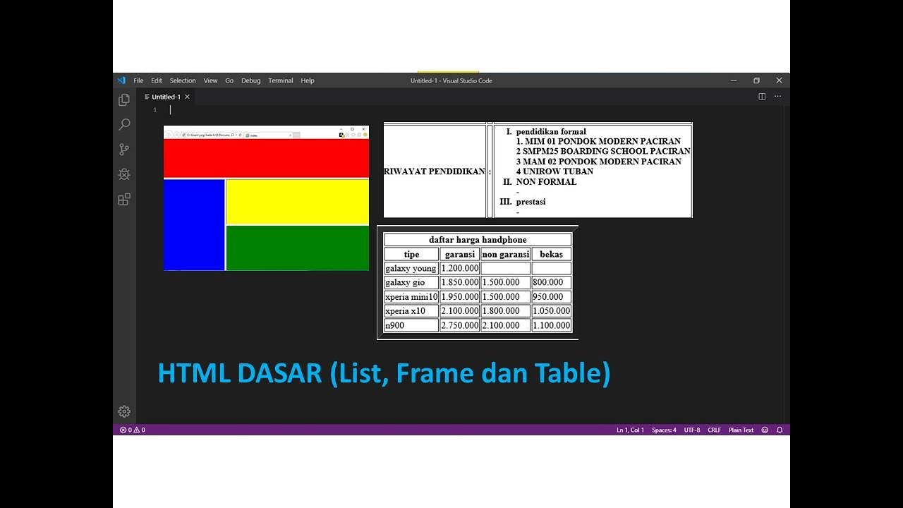 HTML Dasar (List,Frame Dan Table) Pemrograman Web - YouTube