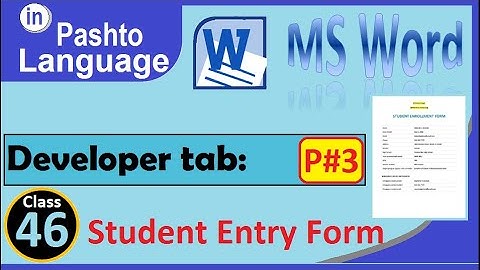 ms word 2010 developer tab part. 3 in Pashto | winword 2010 developer tab part. 3 in pashto