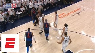 Oklahoma city thunder forward paul george gets a technical foul after
bumping joe ingles early in game 4 vs. the utah jazz. ✔ subscribe to
espn on : h...