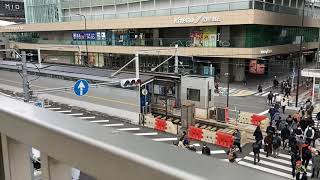 阪堺電気軌道モ351形53編成浜寺駅前行き、54編成あびこ道行き発着シーン