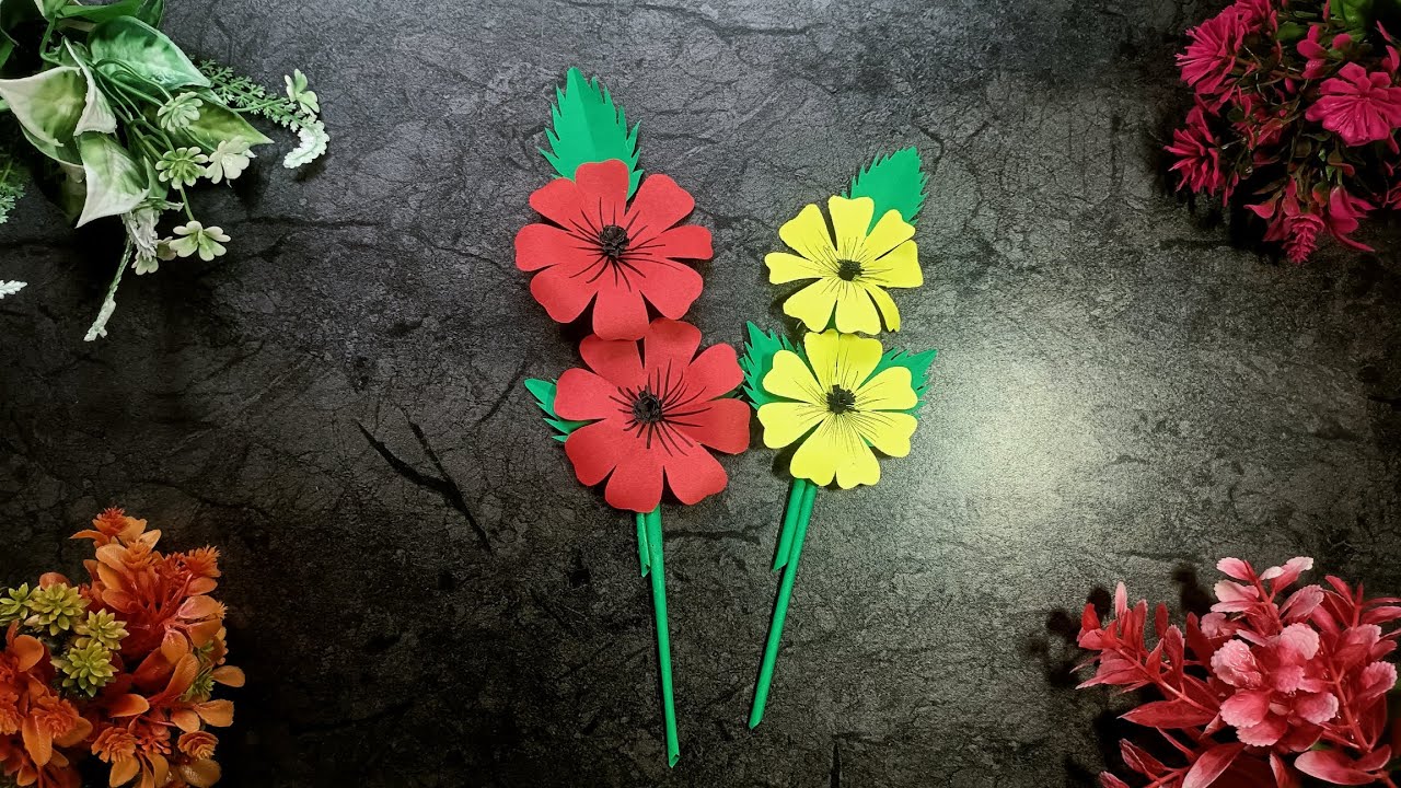 Easy Handmade Flower Craft for students and beginners || Crafter Kajal Uniyal || #paperflower 