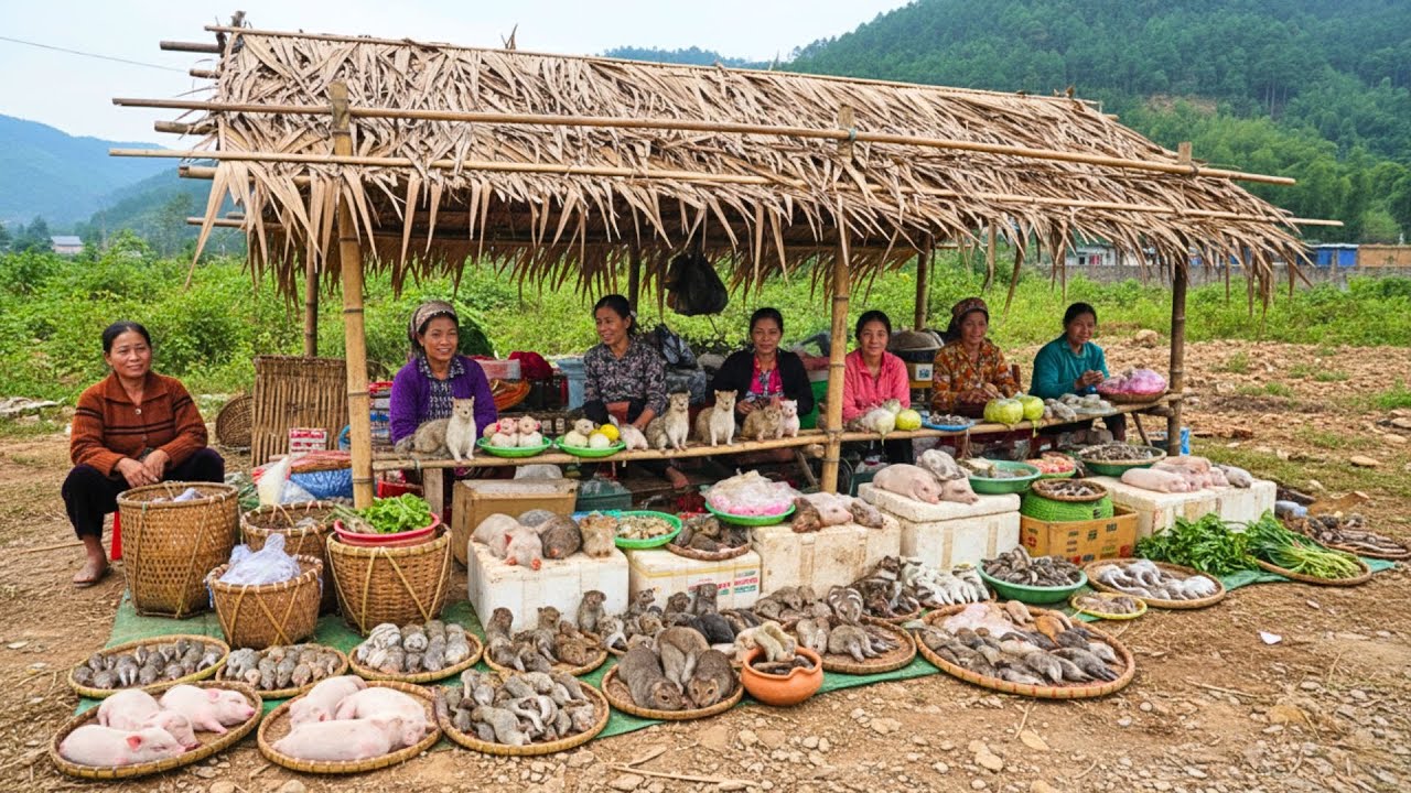 Surprised by the roadside market of the highlanders in Vietnam