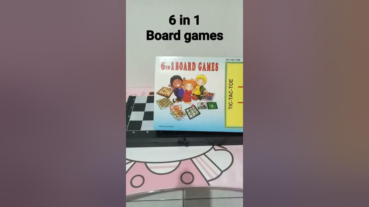 unboxing 6 in 1 board games. games monopoli,ludo,catur,othello, ular tangga dan tic tac toe.
