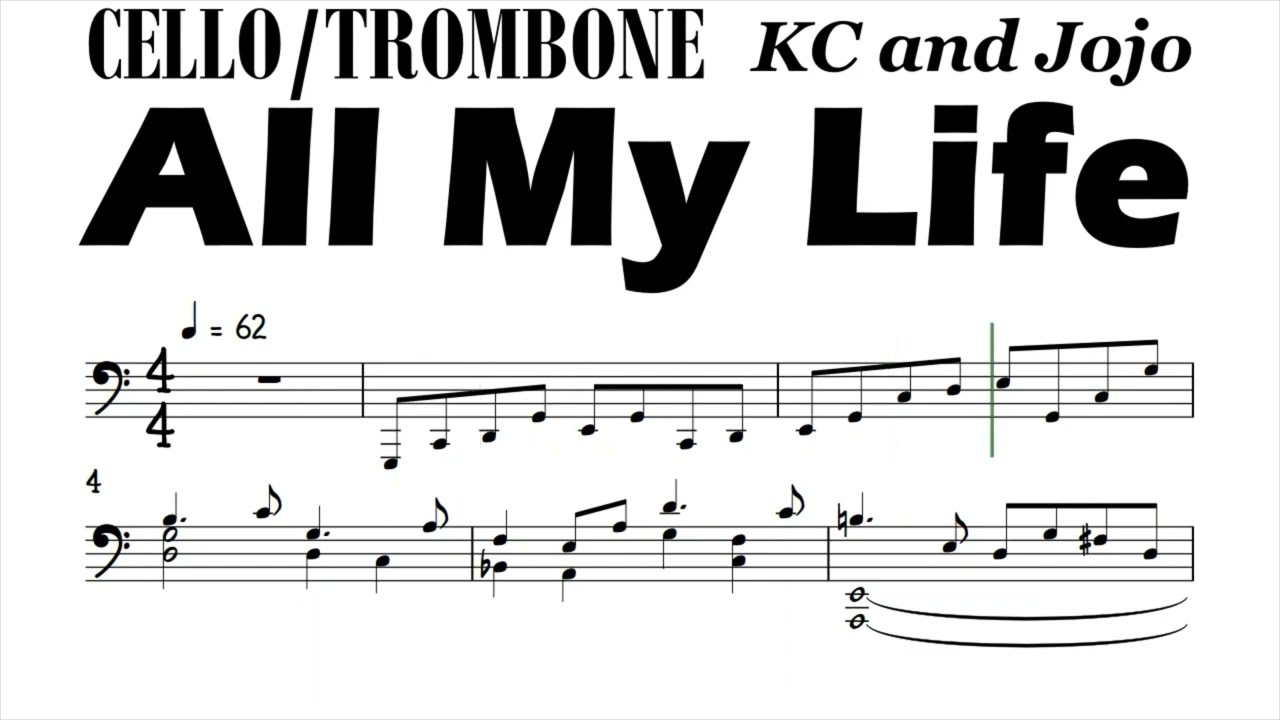 All My Life KC and Jojo Cello Trombone Sheet Music Backing Track Play Along Partitura