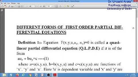 Various Forms of First Order Partial Differential Equations/By Dr Urvashi Arora