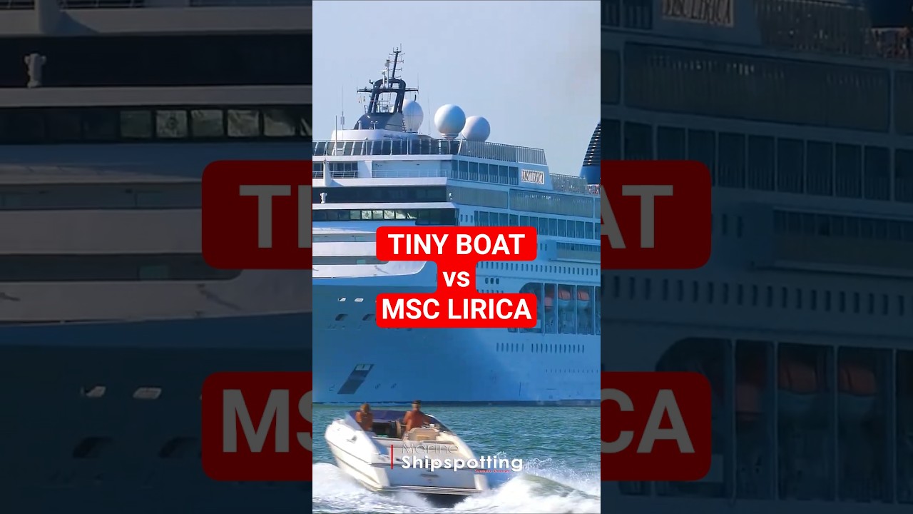 WAY Too Close! 😱 Speedboat vs MSC Lirica | Multi-Angle Shipspotting in Venice #Shorts