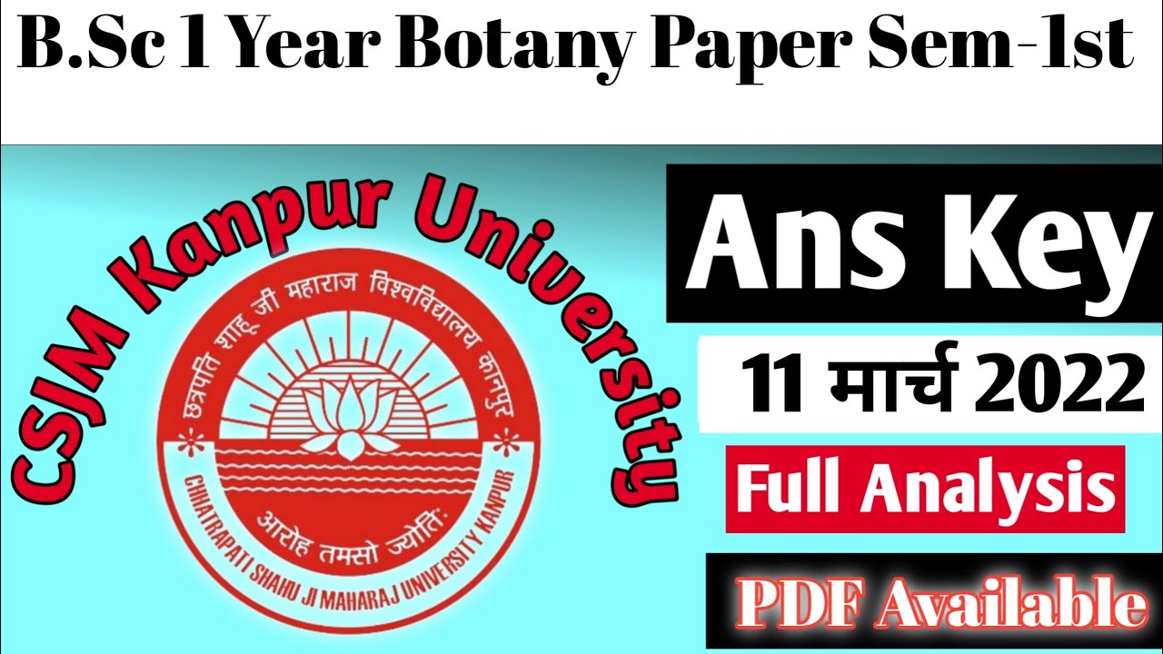 Botany ans key CSJM University kanpur।। Bsc first year semester 1st ...