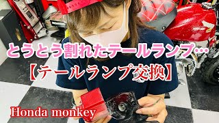とうとう割れたテールランプ【HONDAのモンキー】