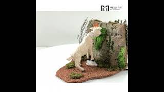Animali presepe capra bianca che bruca su greppo per statue da 30 cm in movimento