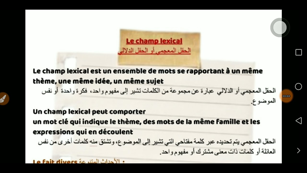 Le champs lexical 3am  (faits divers)