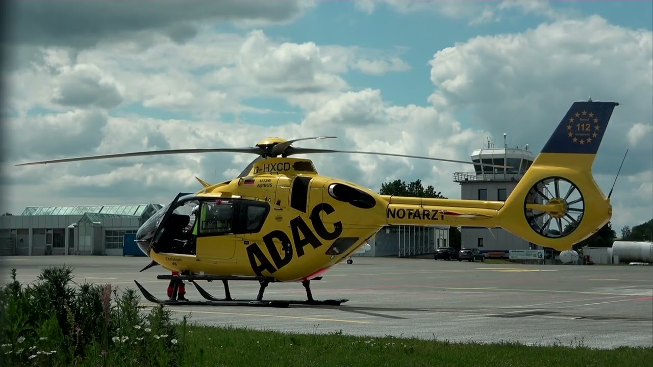 Christoph 46 Landung und Start am Flugplatz Hof Plauen