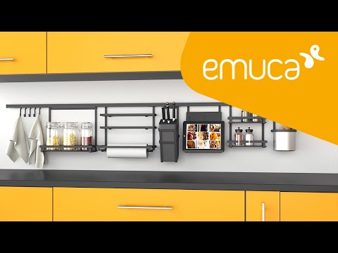 Porte-ustensiles de cuisine à accrocher Titane - acier anthracite EMUCA