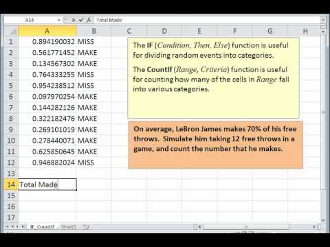 Simulation using "IF" and "CountIf" on a spreadsheet