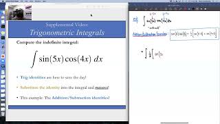 Supplemental Trig Integrals Ex1 - Using a Trig Identity