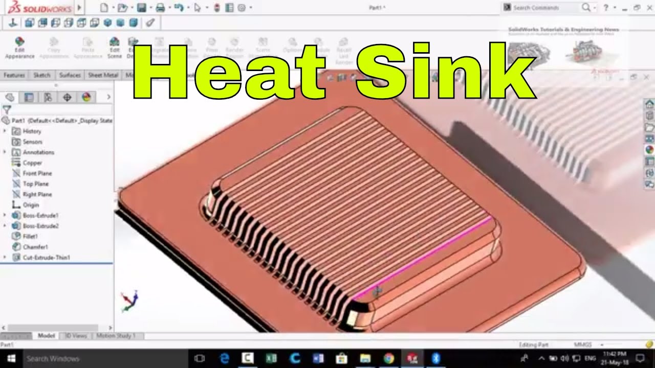 SolidWorks Tutorial Heat Sink of Computer CPU YouTube