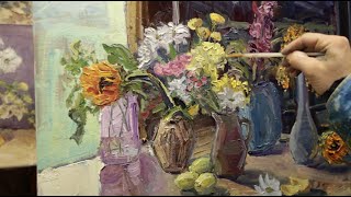 Quarantined Floral Painting: Studio Window Still Life