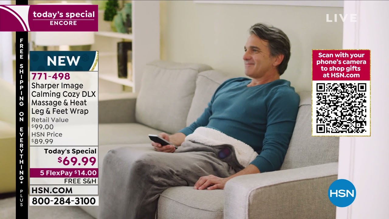 Sharper Image Calming Cozy Deluxe Massage   Heat Leg   F...