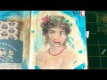 Mixed Media Altered Book Art Journal Spread: Story Girl 26 'Laugh'