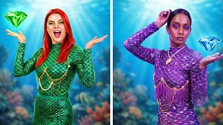 Sereia Esmeralda BOA vs. Sereia Safira RUIM 🧜‍♀️💎 DIY Mermaid Makeover Hacks!