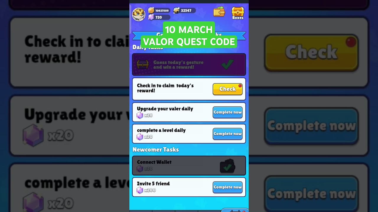 Valor Quest Code Mar 10 