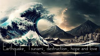 Earthquake, Tsunami, destruction, hope and love 🖤🙏🤍 / ai Art 4K