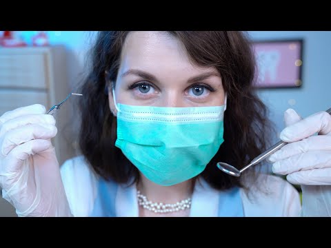 ASMR Dentist Checks and Cleans Your Teeth, Medical Exam Doctor Role Play