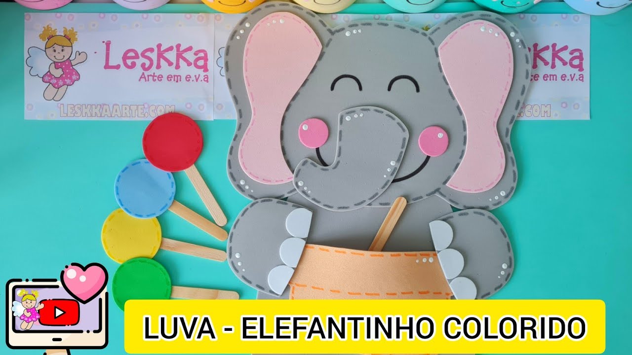 DIY - RECURSO PEDAGÓGICO: LUVA - ELEFANTINHO COLORIDO