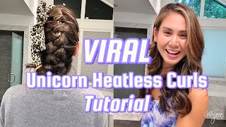 VIRAL UNICORN HEATLESS HAIR CURLS TUTORIAL | Side Sleeper Overnight Curls