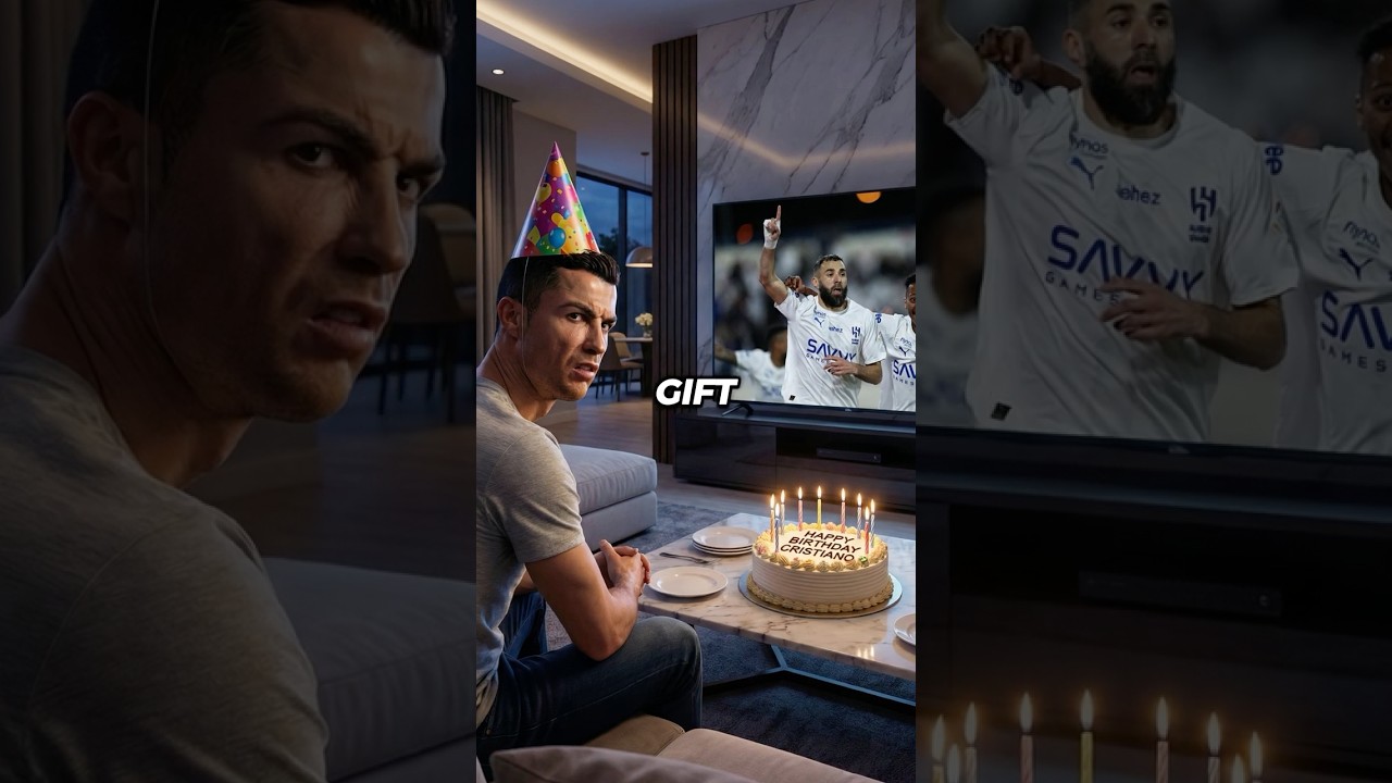 Ronaldo’s reaction to Benzema’s debut hat-trick on his birthday.😳😨🥀