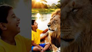 A boy with Lion in the Jungle | Humans With animals | Wildora zoon |