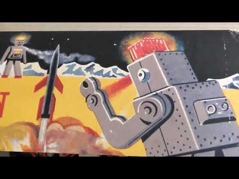 Smoking Space Man vintage tin toy Robot disassembled for repair