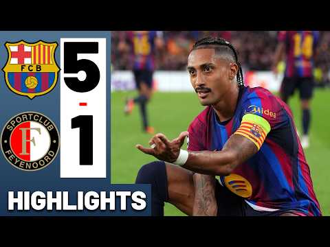 Barcelona vs Feyenoord 5-1 • RAPHINHA 2 GOALS & ADEYEMI! - FULL Highlights Champions League 26/27