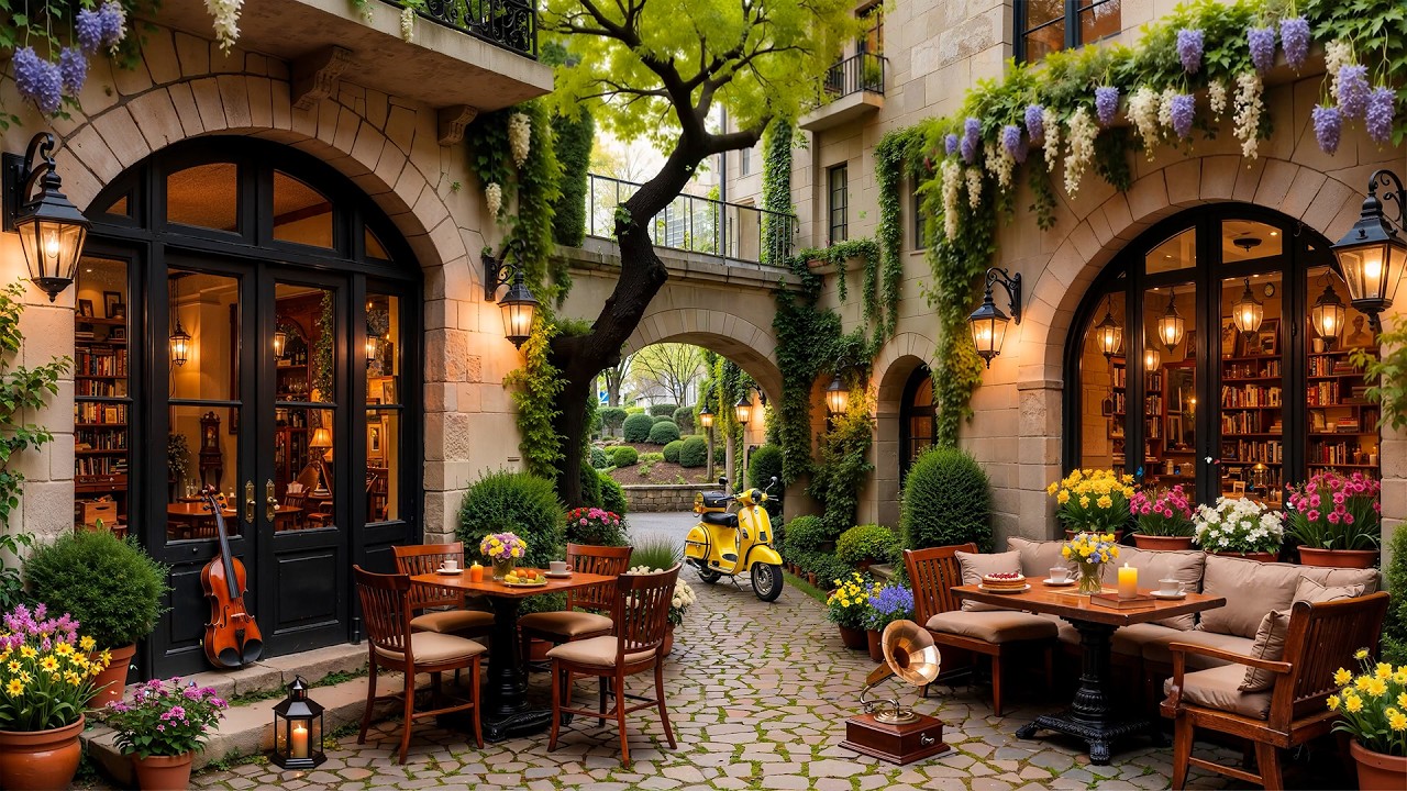 Outdoor Coffee Shop Jazz 🌸 Springtime Street & Soft March Jazz Music for Work, Study, Focus