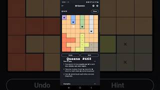 LinkedIn Queens #468 Today's Solution #shorts #queens #game #puzzle #linkedin